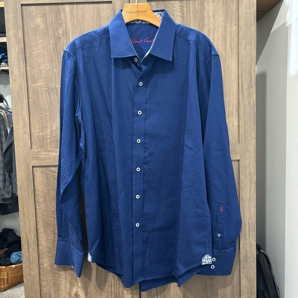 Robert Graham Large Button Up Shirt Blue Printed Cuffs - Picture 1 of 16